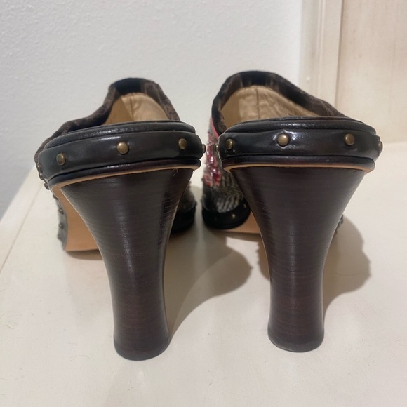 Cole Haan Women’s Kyrene Boho Heel Clog Embroidered Wooden Leather Beautiful 9.5 - Picture 5 of 15